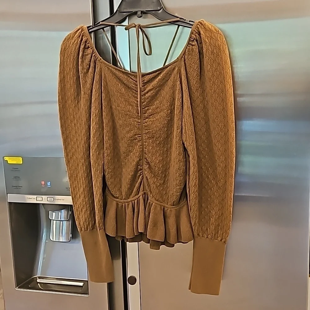 💕ULLA JOHNSON💕 Leland Pointelle Knit Top ~ Khaki Medium